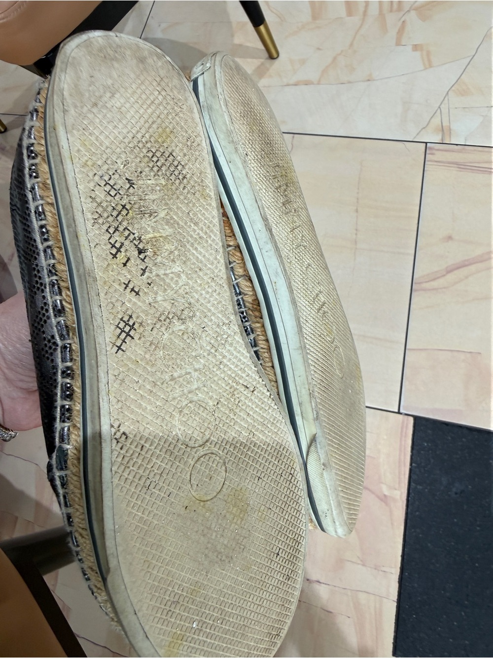 Jimmy Choo Metallic Perforated Slip-On Espadrilles - Pewter - Picture 3 of 4